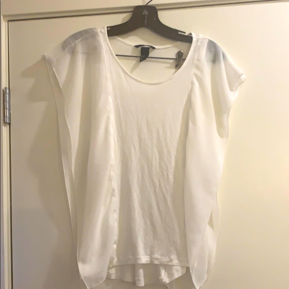 H & M white sleeveless top with chiffon top